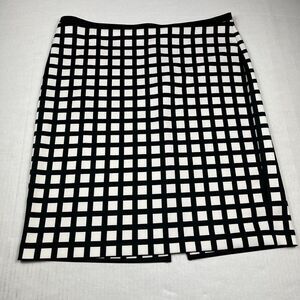 Calvin Klein XL Black White Checkered Pencil Skirt Work Office Zip Knee Length
